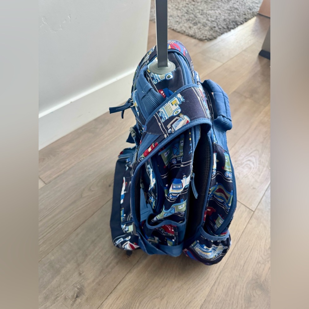 Pottery Barn Kids Mackenzie Rolling Backpack/Luggage Set Train Print - Picture 11 of 11